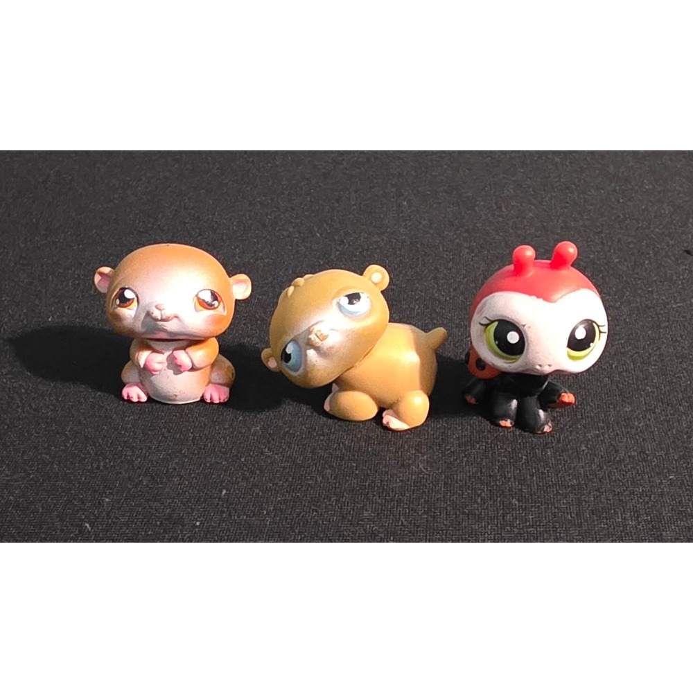 Littlest Pet Shop LPS Lot Hamster Guinea Pig Ladybug Figures Trio Hasbro